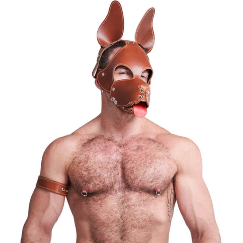 Leather Dog Mask brown - Shaggy