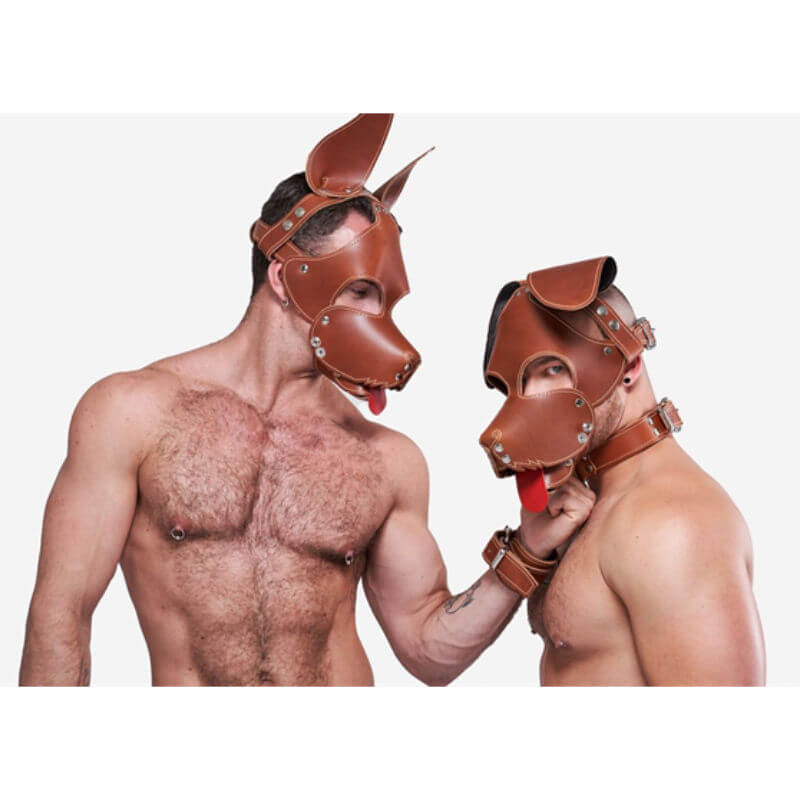 Leather Dog Mask brown - Floppy