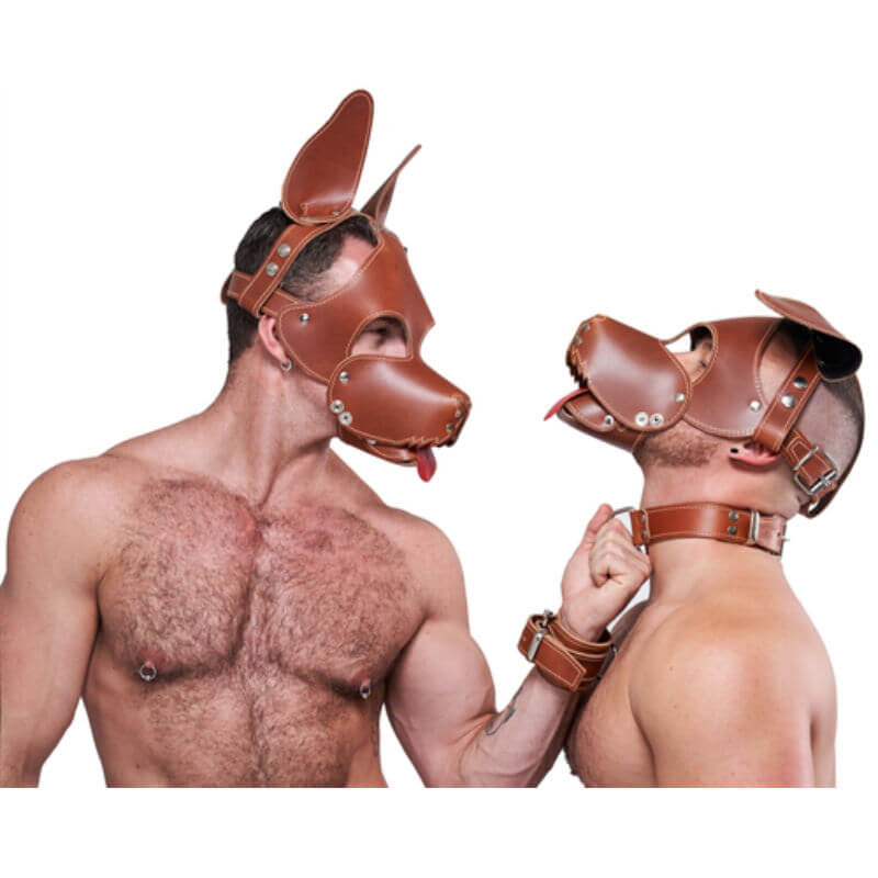 Leather Dog Mask brown - Floppy