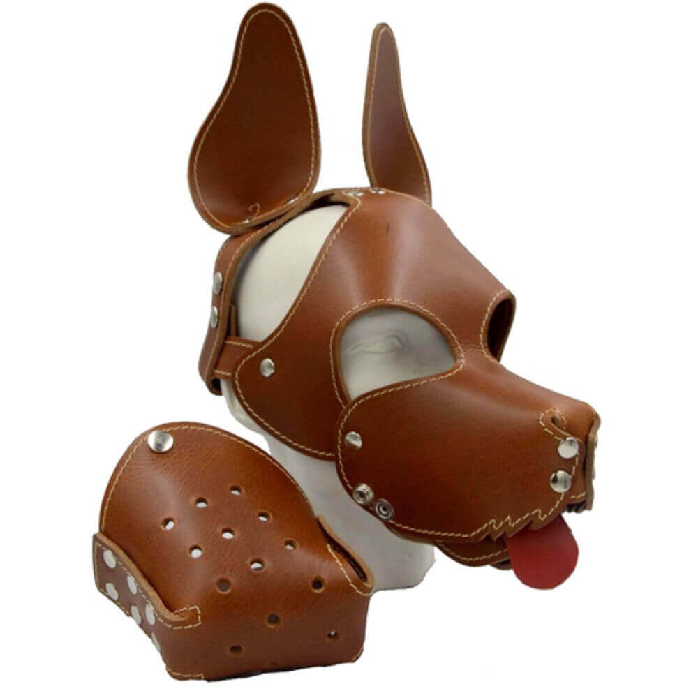 Leather Dog Mask brown - Shaggy