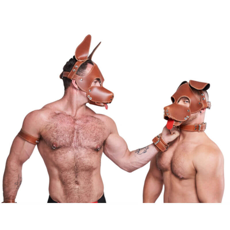 Leather Dog Mask brown - Floppy