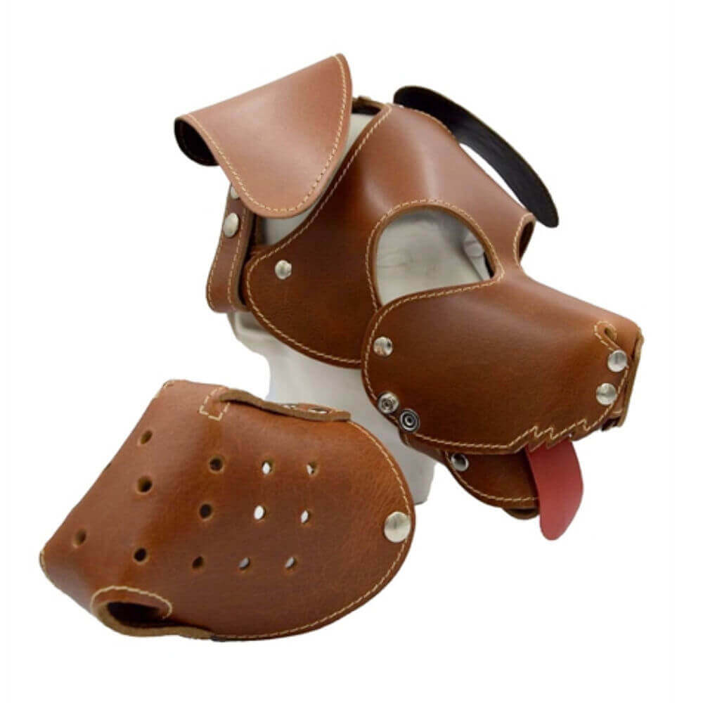 Leather Dog Mask brown - Floppy