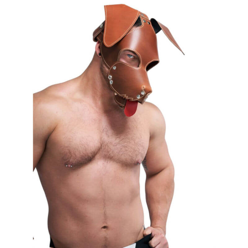 Leather Dog Mask brown - Floppy