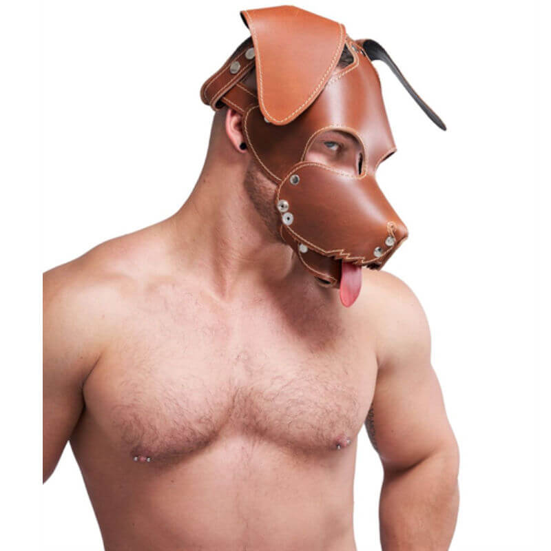 Leather Dog Mask brown - Floppy