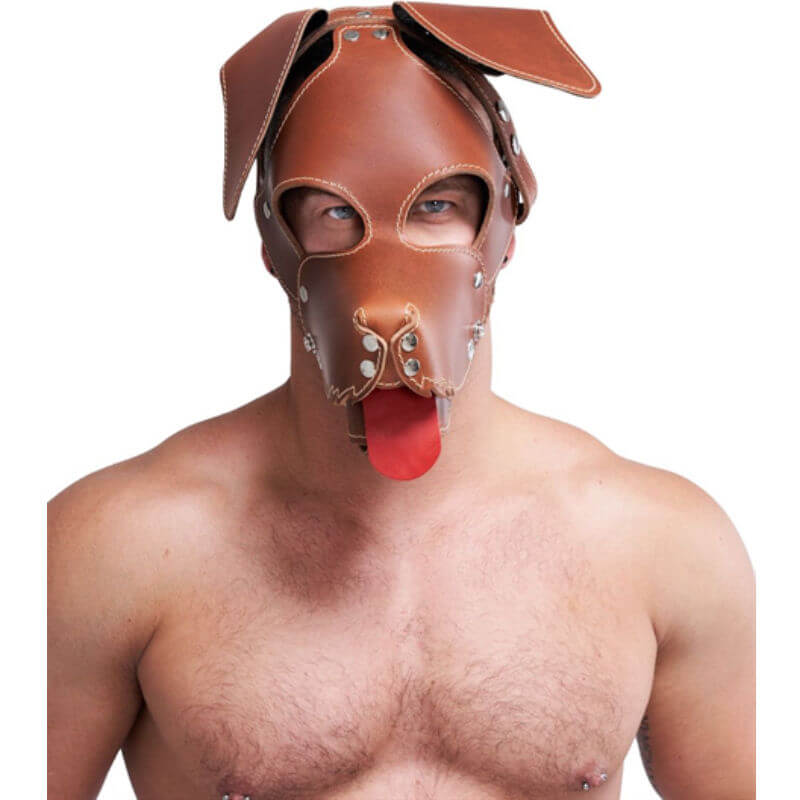 Leather Dog Mask brown - Floppy